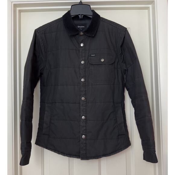 Brixton Cass Jacket Mens S Black Quilted Corduroy Collar Workwear Coat - Picture 1 of 11